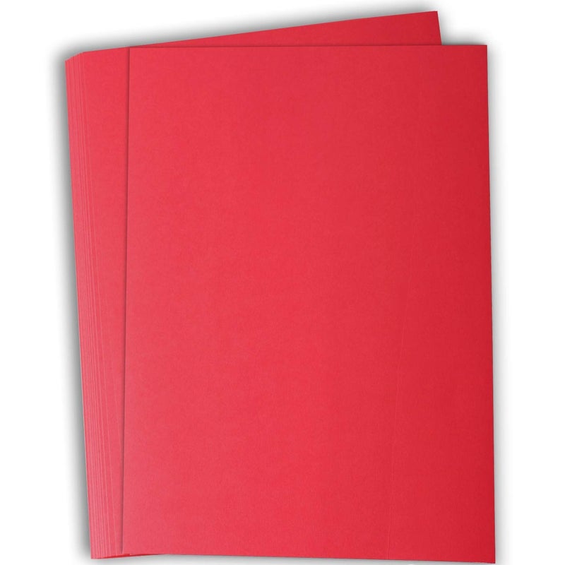 Hamilco Colored Cardstock Scrapbook Paper 8.5" x 11" Punch Red Color Card Stock Paper 50 Pack - Image 1